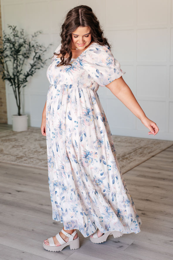 Gentle Yet Strong Balloon Sleeve Floral Dress