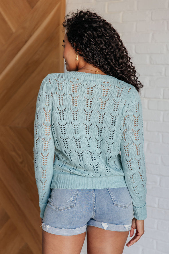 Hole In One Sheer Pointelle Knit Sweater