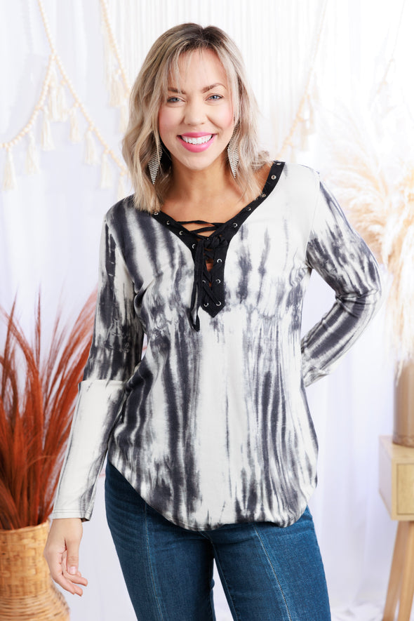 Tie Dye & Eyelet Long Sleeve