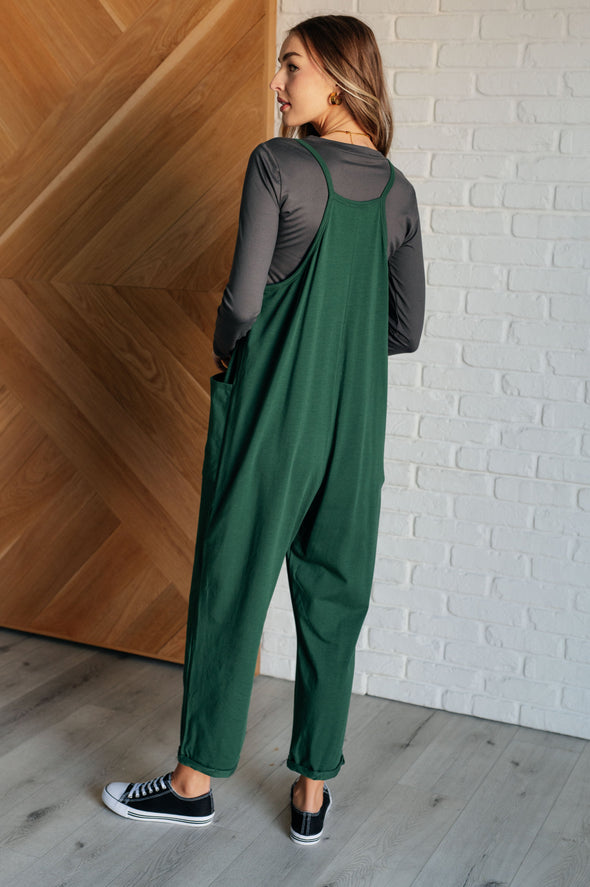 Totally Me Spaghetti Strap Jumpsuit in Dark Green