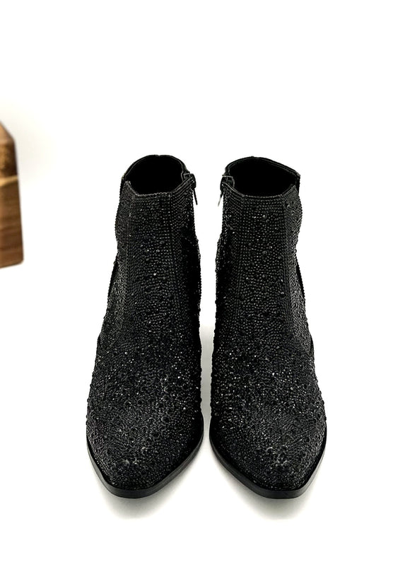 Shine Star Rhinestone Bootie in Black