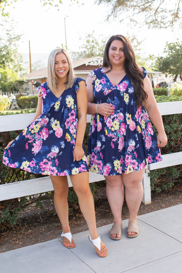 Navy Blooms Summer Dress