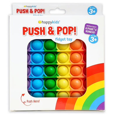Rainbow Square Push & Pop Fidget Toy with Letters & Numbers