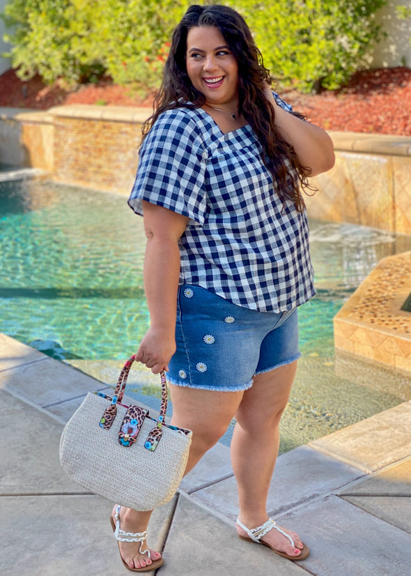 Day at the Park Woven Plaid Top