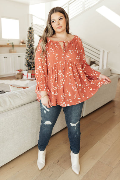 DOORBUSTER Daisy Flow Blouse In Rust