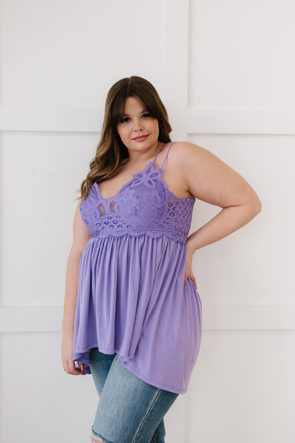 In The Spotlight Crocheted Cami- Purple