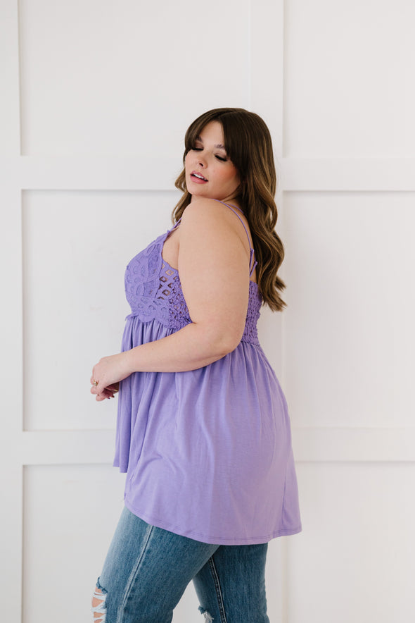 In The Spotlight Crocheted Cami- Purple