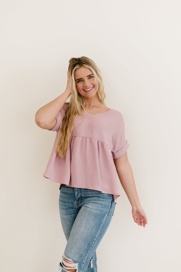 Wish You Would Babydoll Top- Mauve