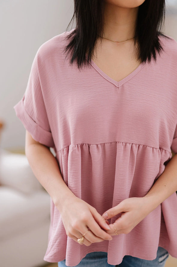 Wish You Would Babydoll Top- Mauve