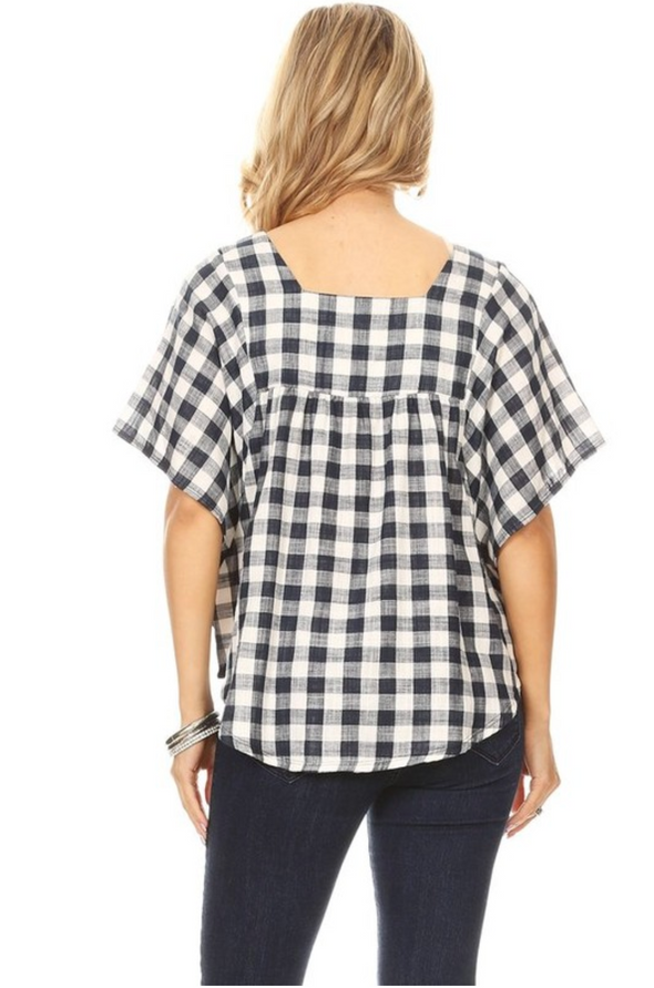 Day at the Park Woven Plaid Top