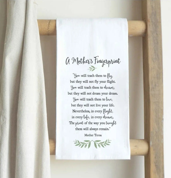 Mothers Day | Mom | Home Decor | Tea Towel | A Mothers Finge