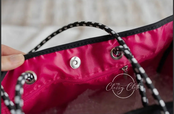 Neoprene Bag - Solid Black w/ Pink Inside