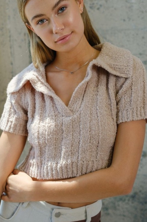 Sweater Crop Top Taupe