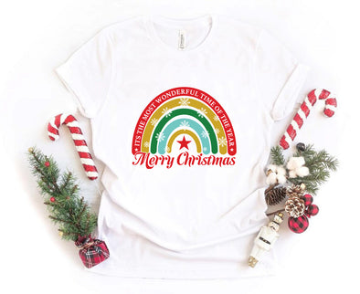 Christmas Rainbow With Snowflakes Shirt