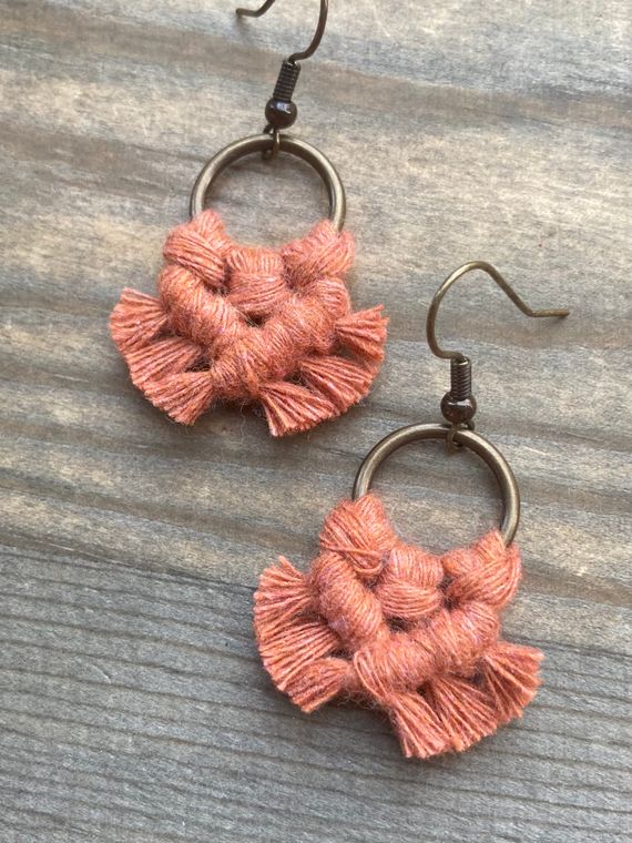 Micro Fringe Earrings - Orange & Bronze