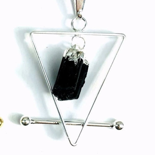 Black Tourmaline and Quartz Pendants